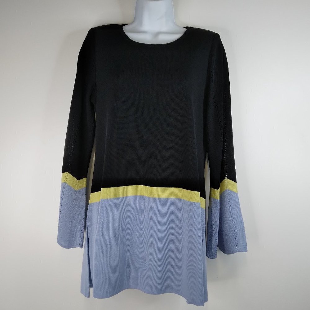 Misook Knit Long Sleeve Color Block Tunic Dress Size S